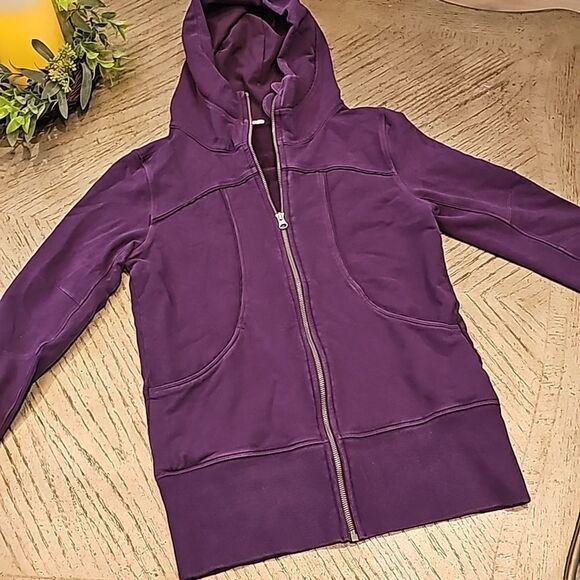 Purple zip up hooded Jacket w/ thumb holes SizeS - Picture 6 of 6